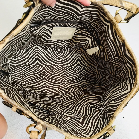 Coach Tan and Brown Woven Shoulder Bag - Picture 2 of 14